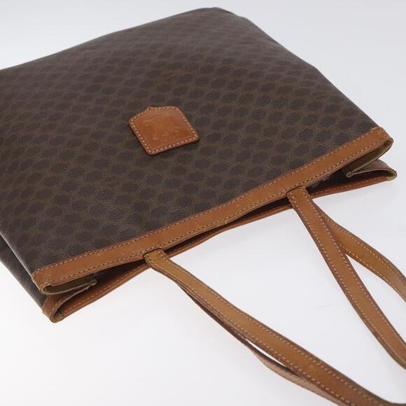 CELINE Macadam Canvas Tote Bag Pvc Leather Brown Gold - Picture 6 of 12